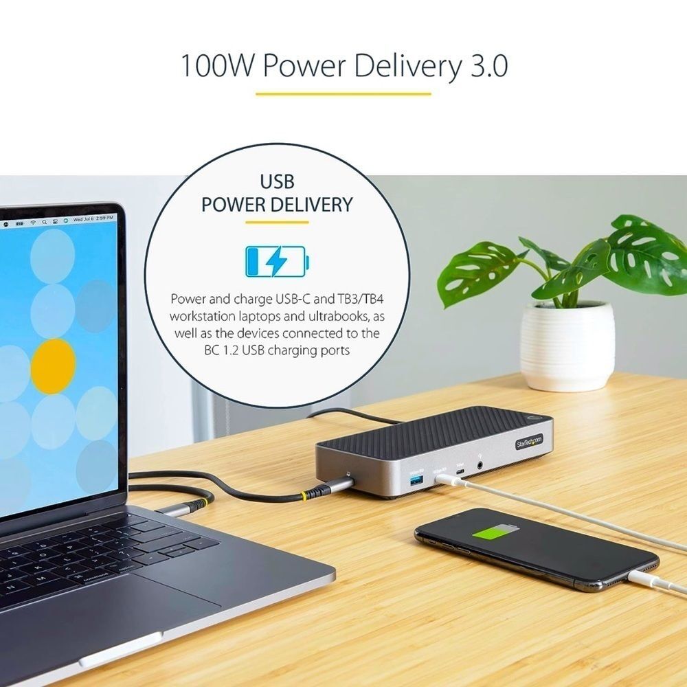 StarTech Thunderbolt 3 Docking Station- Dual 4K Monitor - 85W Power Supply.